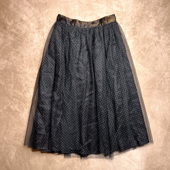 Vintage 80s Gunnies Gunne Sax Jessica McClintock Mesh Tulle Skirt Glitter Dots - Picture 1 of 6